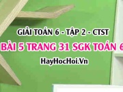 Giải bài 5 trang 31 Toán 6 Tập 2 SGK Chân trời sáng tạo